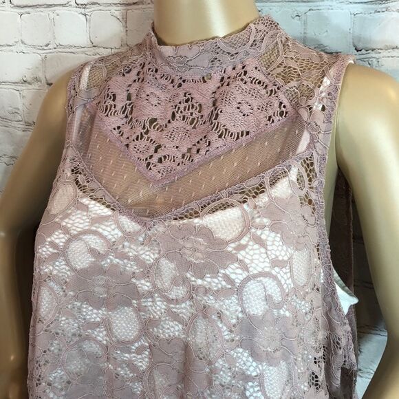 Boutique From JCP Sheer Lace Boho Tunic Tank 0X - Picture 2 of 10